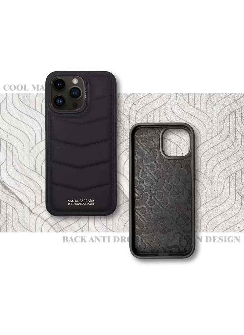 SANTA BARBARA POLO & RACQUET CLUB Clyde Series Protective Soft Stand Phone Case Cover Fabric Stitching vertical Flip Phone Case With Credit Card Holder Slot Compatible with iPhone 15 Pro - Brown  - Image 3
