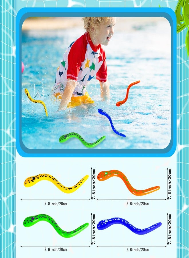 Adecortalk 8 Pcs Dive Pool Toys for Kids, Summer Unterwater Snake Toys Fun Pool Games for Toddlers Boys Girls Teens Swim Party Favors - Image 2