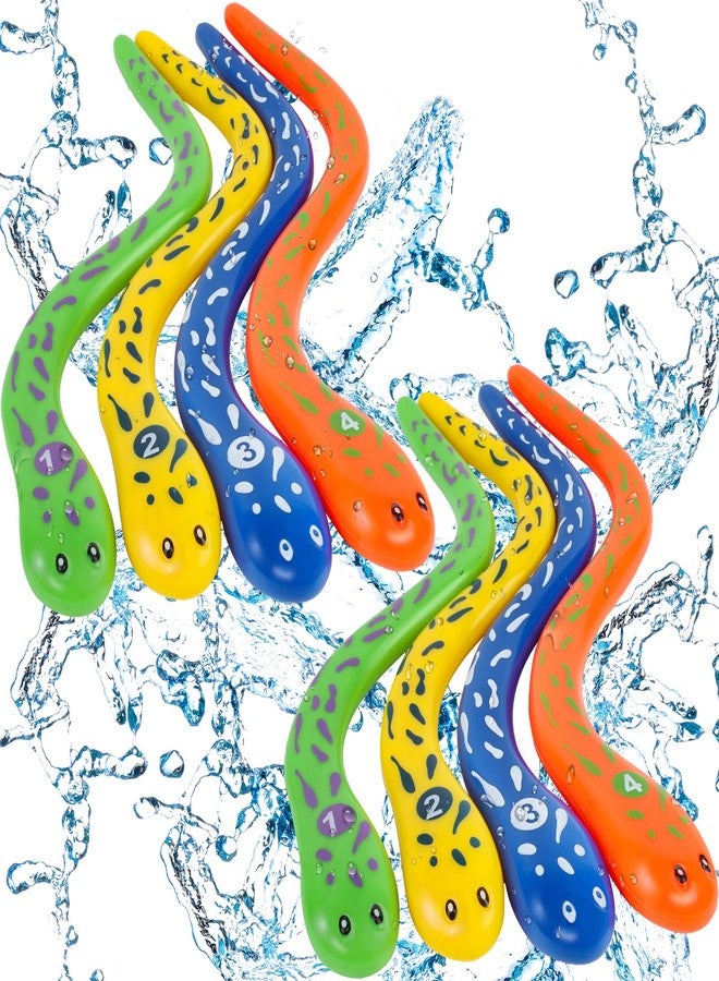 Adecortalk 8 Pcs Dive Pool Toys for Kids, Summer Unterwater Snake Toys Fun Pool Games for Toddlers Boys Girls Teens Swim Party Favors - Image 1