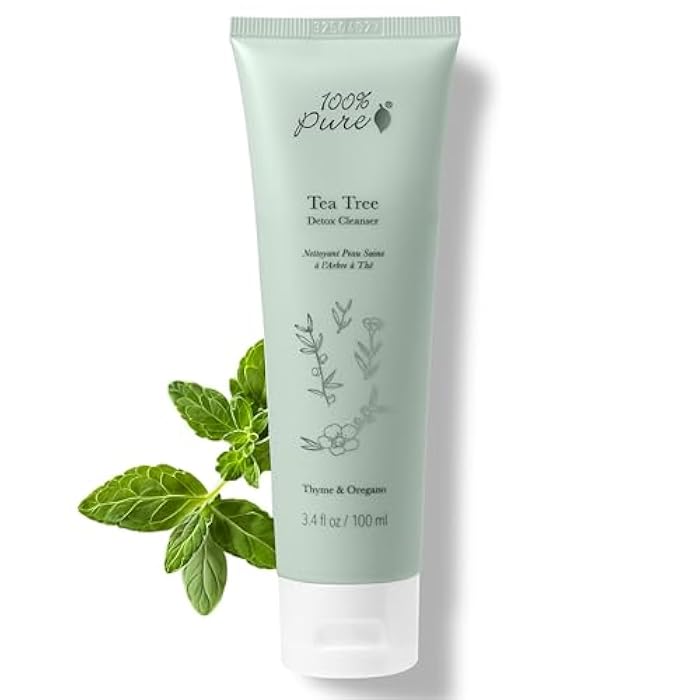 100 % Pure 100% PURE Tea Tree Clear Complexion Cleanser Face Wash Natural Botanic Foam Acne Blemish Treatment Deep Skin Cleansing Pore Declogger - Vegan - 3.4oz - Image 1