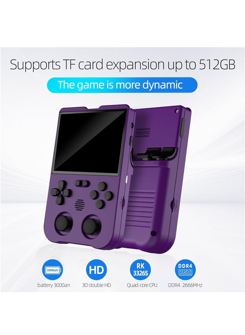 XU10 Retro Handheld Game Consoles, 3.5 inch IPS Screen, 64G TF-Card Pre-Loaded 8000 Games, Support 20+ Kinds of Games Formats, with 3000 mAh Battery Life 6-8 Hours (Purple) - Image 3