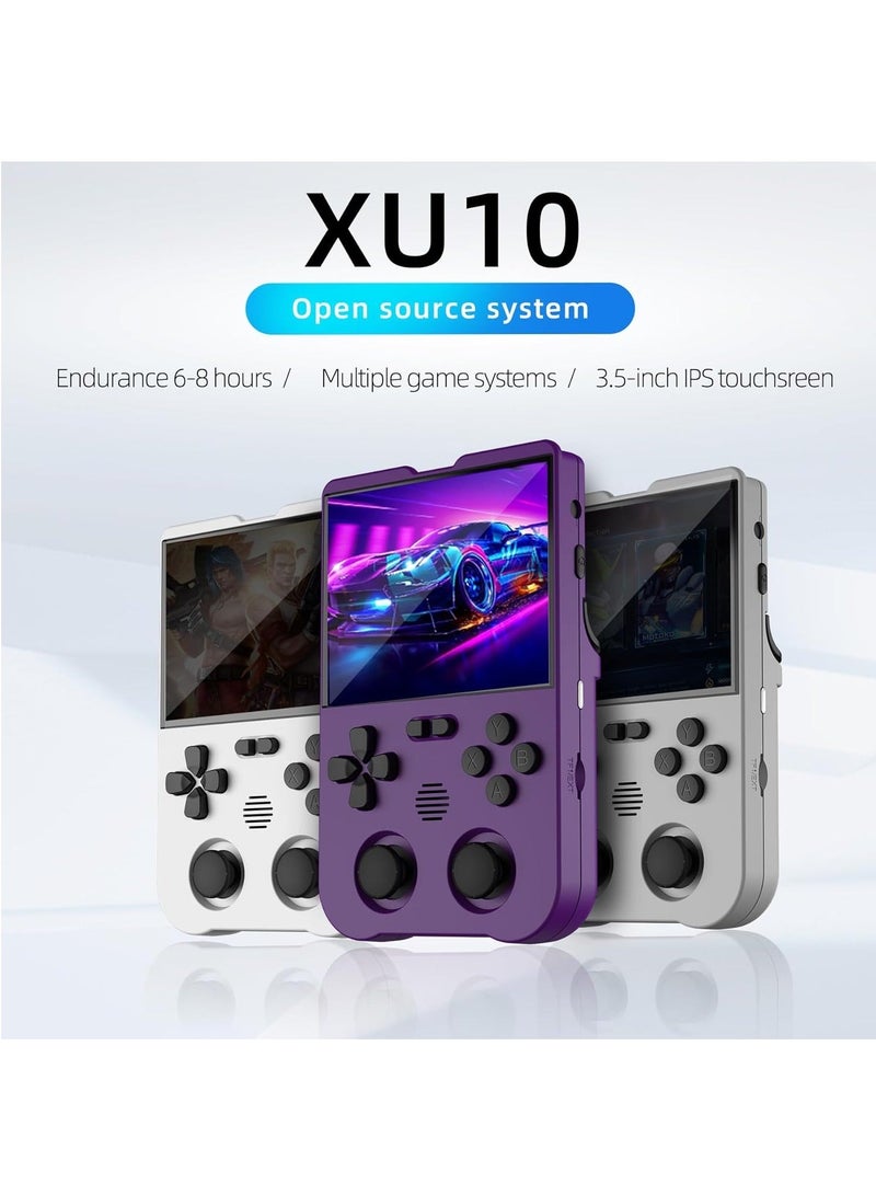 XU10 Retro Handheld Game Consoles, 3.5 inch IPS Screen, 64G TF-Card Pre-Loaded 8000 Games, Support 20+ Kinds of Games Formats, with 3000 mAh Battery Life 6-8 Hours (Purple) - Image 5