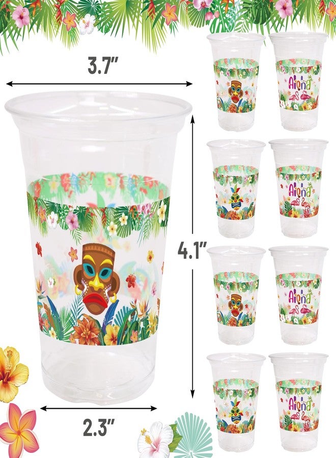 WorldBazaar 100 Pack Hawaiian Luau Plastic Cups 12oz Summer Tiki Disposable Party Drink Cups Tropical Beach Pool BBQ Birthday Christmas Party Supplies - Image 3