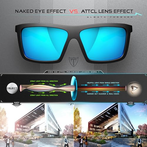 ATTCL Sports Polarized Sunglasses For Men Women Cycling Driving Fishing UV Protection Sunglass 1124 C13-Black-Black-blue - Image 4