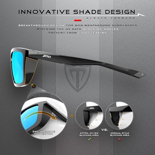 ATTCL Sports Polarized Sunglasses For Men Women Cycling Driving Fishing UV Protection Sunglass 1124 C13-Black-Black-blue - Image 3
