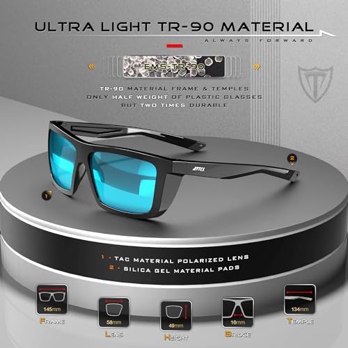 ATTCL Sports Polarized Sunglasses For Men Women Cycling Driving Fishing UV Protection Sunglass 1124 C13-Black-Black-blue - Image 5