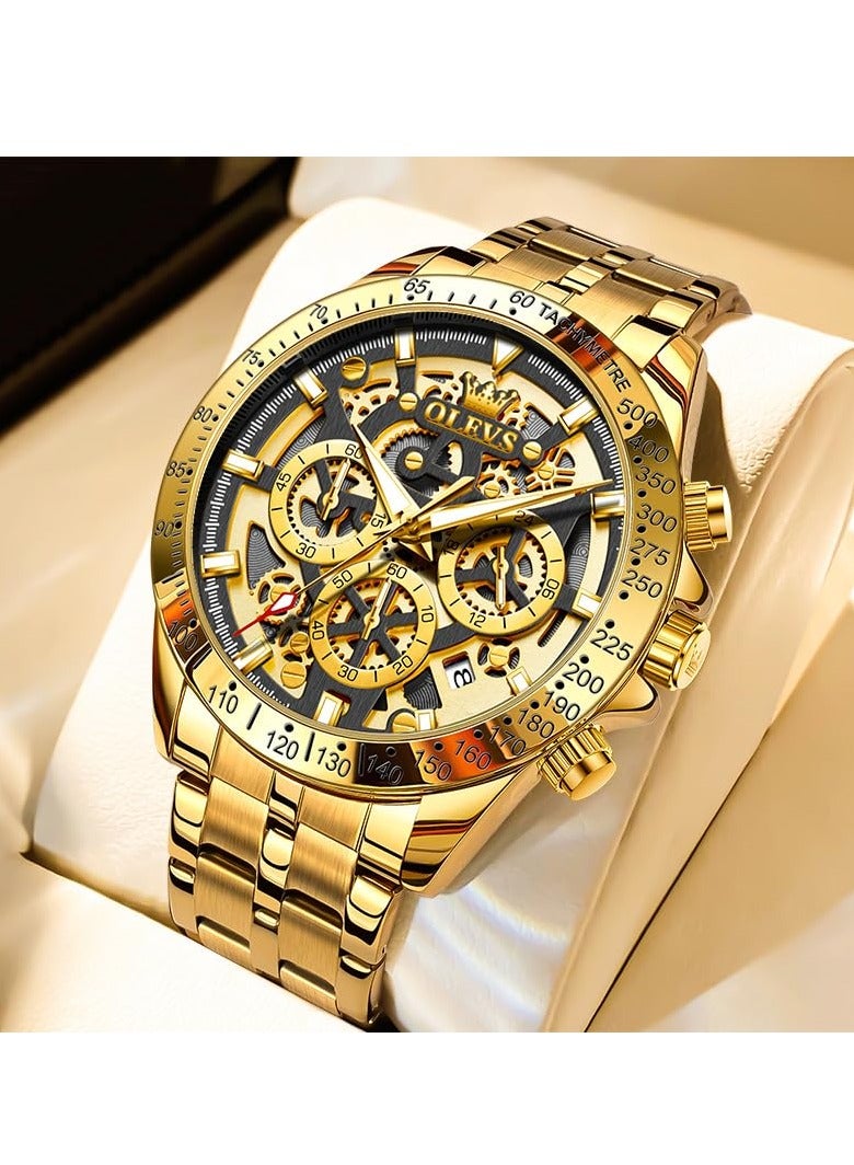 أوليفز ساعة OLEVS رجالية مجوفة من الفولاذ المقاوم للصدأ مقاومة للماء ومضيئة 9913 - Image 2