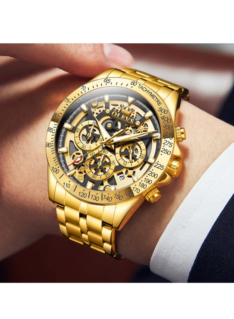 أوليفز ساعة OLEVS رجالية مجوفة من الفولاذ المقاوم للصدأ مقاومة للماء ومضيئة 9913 - Image 3