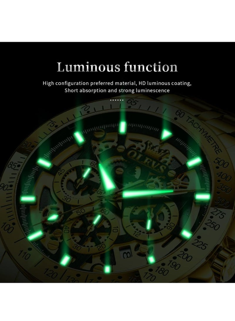 أوليفز ساعة OLEVS رجالية مجوفة من الفولاذ المقاوم للصدأ مقاومة للماء ومضيئة 9913 - Image 4