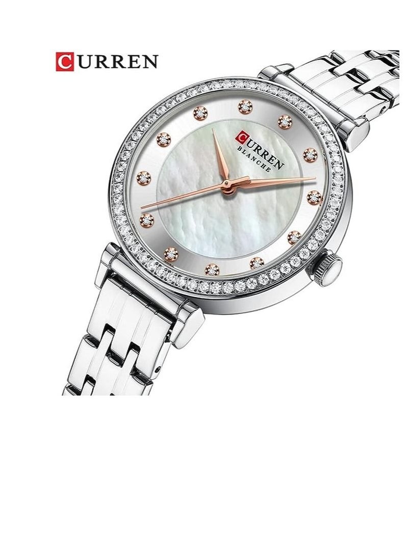 CURREN CURREN Fashion Women Watch Top Brand Luxury Lady Girl Wristwatch SILVER Stainless Steel Bracelet Classic Female Clock 9087 - Image 1