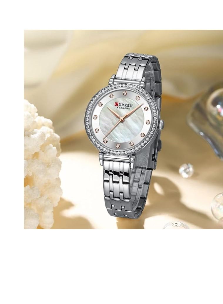 CURREN CURREN Fashion Women Watch Top Brand Luxury Lady Girl Wristwatch SILVER Stainless Steel Bracelet Classic Female Clock 9087 - Image 2