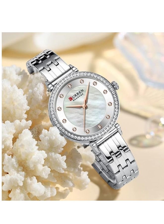 CURREN CURREN Fashion Women Watch Top Brand Luxury Lady Girl Wristwatch SILVER Stainless Steel Bracelet Classic Female Clock 9087 - Image 3
