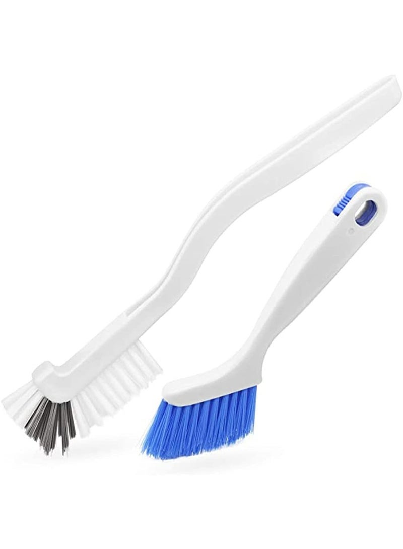 Cleaning Scrub Brush with Handle, 2 Pcs Small Stiff Scrub Brush for Cleaning Sink Scrub Brush, Bathroom Toilet Kitchen Edge Corner Floor Cleaner Brushes for Household Use, Window Track Cleaning Brush - Image 1