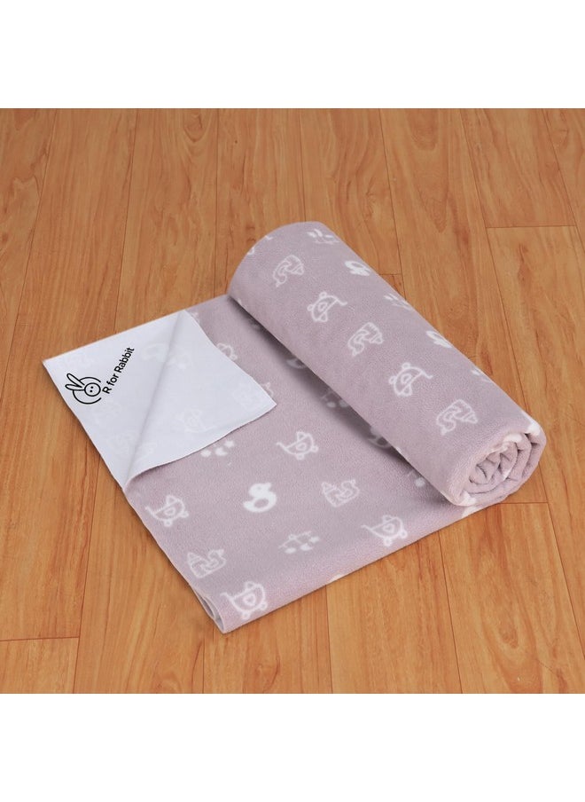 R for Rabbit Waterproof Quick Dry Sheet For Baby | Anti-Piling Fleece Extra Absorbent Instant Dry Sheet For Baby Bed | Baby Cot Protector Sheet | Baby Bed Protector (Size-M,Grey)  - Image 1