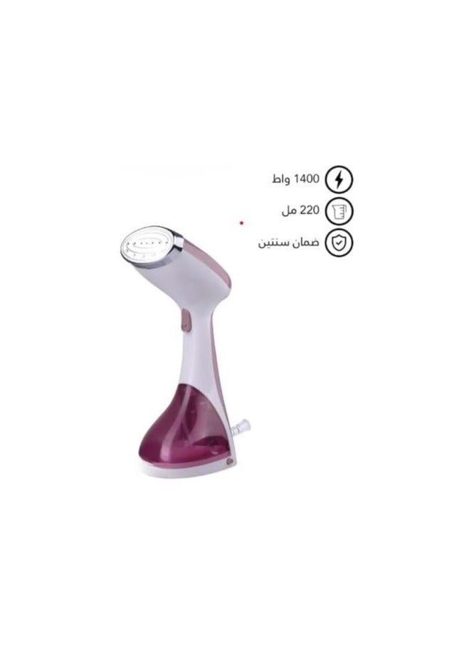 REBENUO Handheld Steam Iron 1400W 220ml Steam Iron Clothes Steamer Wrinkle Remover Short Heating Time 15s - Rose - ON0001. - Image 3