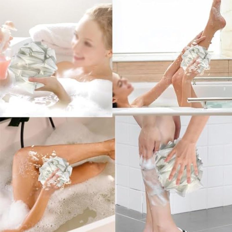 Two-in-one rope hanging bath loofah softening towel 4-piece set - Image 5