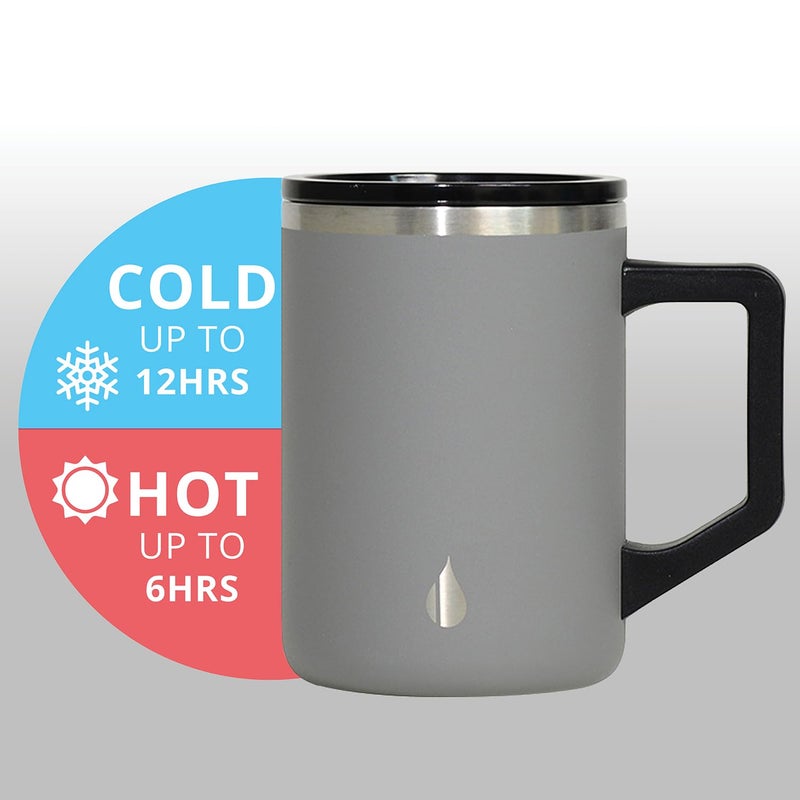إليمنتال القدح القهوة المعزول عنصريًا - قمة سفر من الفولاذ المقاوم للصدأ ثلاثية الجدار للمشروبات الساخنة والباردة - قهوة حرارية مع غطاء ومقبض لمكتب التخييم والسفر 16 أوقية - الجرافيت - Image 5