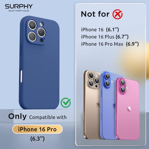 SURPHY Designed for iPhone 16 Pro Case Compatible with MagSafe 63 inch 2024 Liquid Silicone Phone Case Camera Protective Soft Microfiber Lining Denim - Image 3