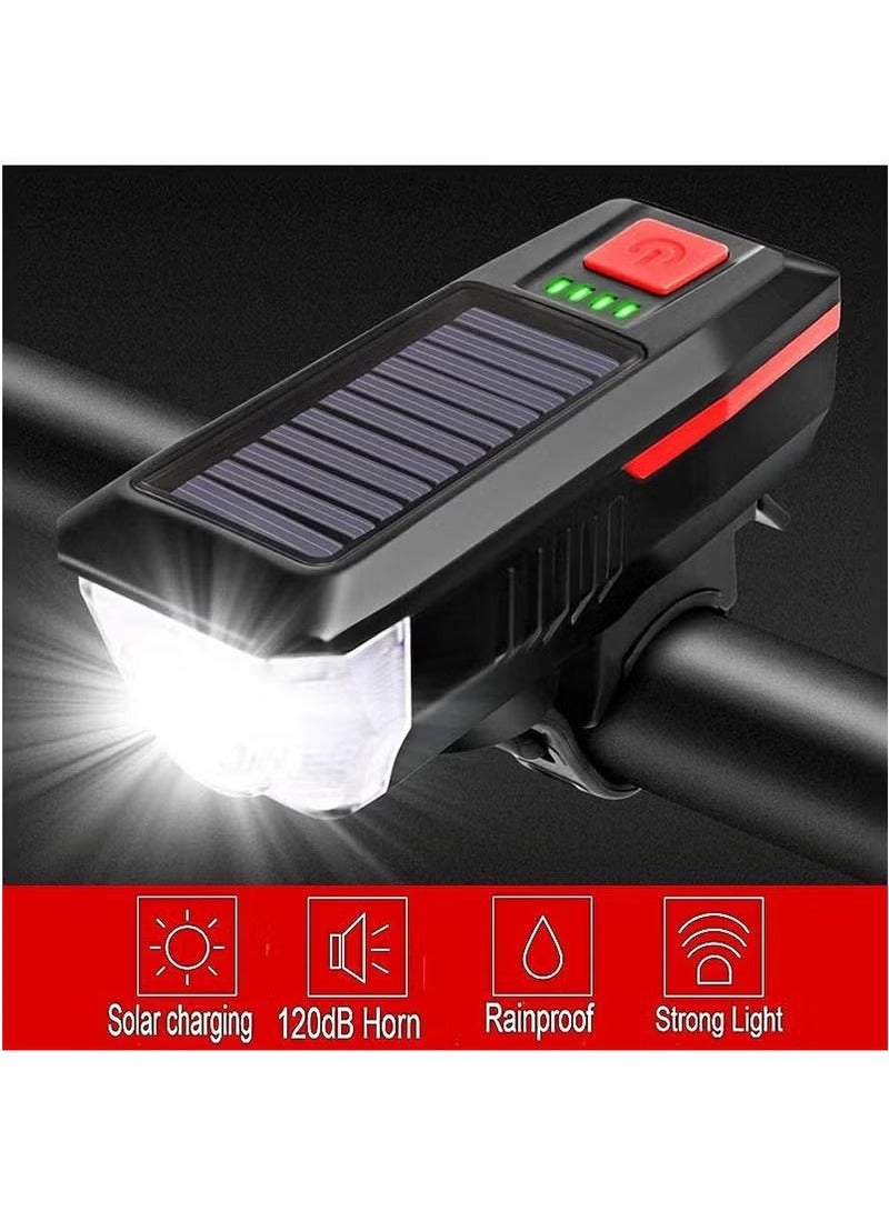 Arabest Rechargeable Solar Bike Lights, Night Ultra Bright Bicycle Lights Headlight and Back Taillight with Electric Bell, Easy to Install Waterproof, Road and Mountain LED Bike Lights (Orange)  - Image 5
