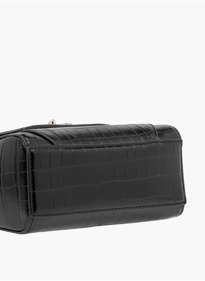 Womens Croco Textured Satchel Bag