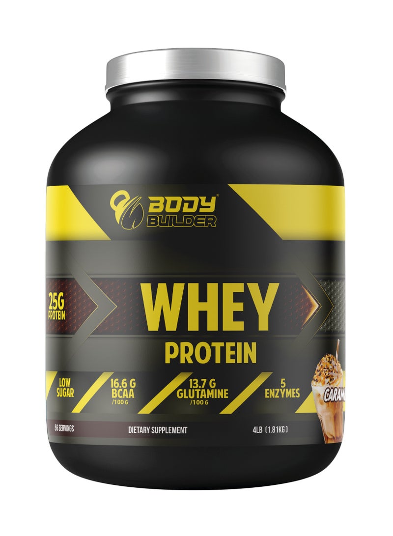 Body Builder Body Builder Whey Protein - 25g Protein, 16.6g BCAA, 13.7g Glutamine, with 5 Digestive Enzymes - Caramel Latte, 4LB - Image 1