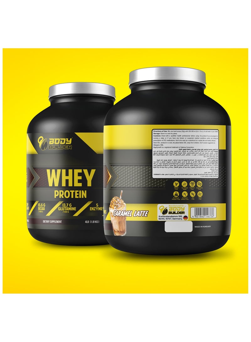 Body Builder Body Builder Whey Protein - 25g Protein, 16.6g BCAA, 13.7g Glutamine, with 5 Digestive Enzymes - Caramel Latte, 4LB - Image 3
