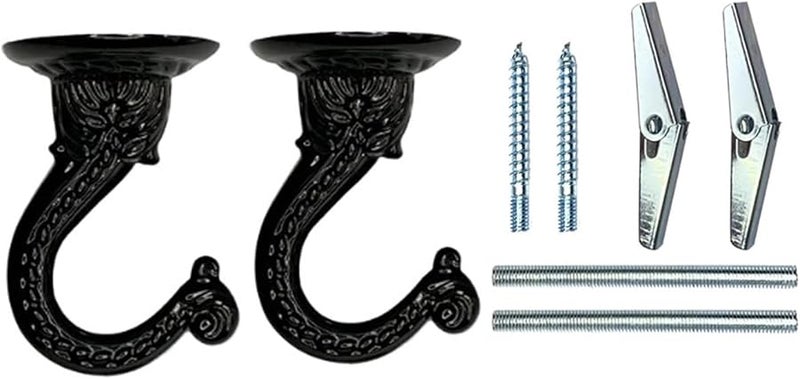 خطافات سقف وجدار سوداء ثقيلة للاستخدام الشاق للنباتات والثريات للداخل والخارج بتشطيب صدئ - Image 1