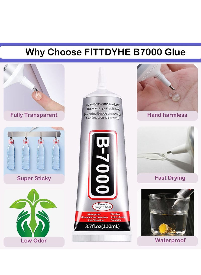 Generic B7000 Adhesive Rhinestone Clear Glue for Crafts, 110 ml Multipurpose Adhesive Jewlery Glue for Fabric Bonding Cell Phone Repair Leather Clothes Rhinestone Beads Nail Art Jewelry Making(2PCS 3.7oz)  - Image 4