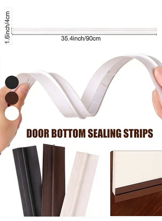 Door Draft Stopper Under Door Seal for Exterior/Interior Doors, Door Sweep Strip Under Door Draft Blocker, Soundproof Door Bottom Weather Stripping, White - Image 2