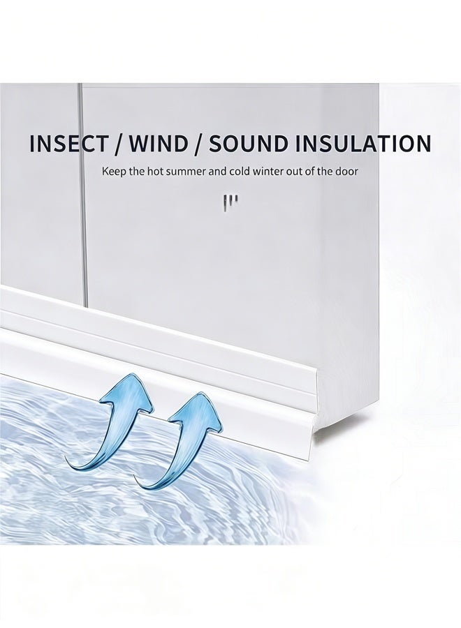 Door Draft Stopper Under Door Seal for Exterior/Interior Doors, Door Sweep Strip Under Door Draft Blocker, Soundproof Door Bottom Weather Stripping, White - Image 4