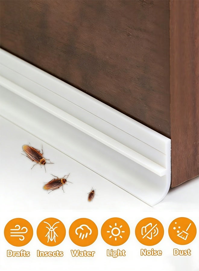 Door Draft Stopper Under Door Seal for Exterior/Interior Doors, Door Sweep Strip Under Door Draft Blocker, Soundproof Door Bottom Weather Stripping, White - Image 1
