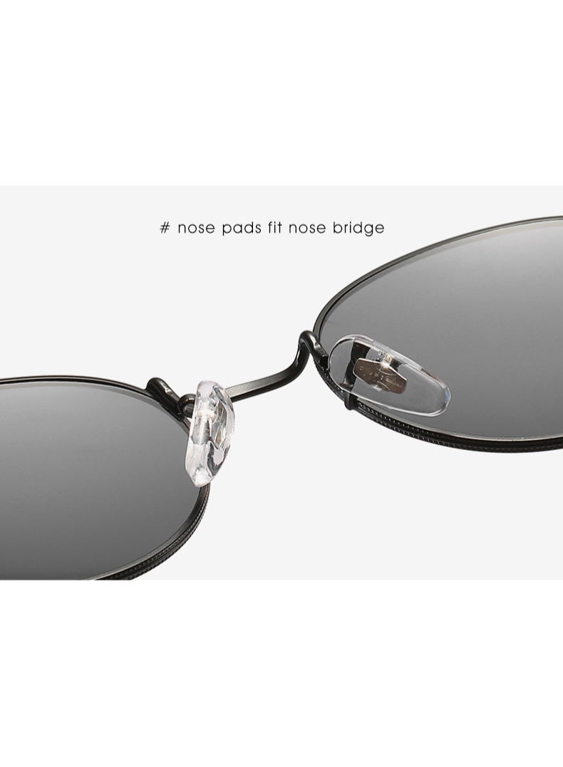 نظارات شمسية للجنسين عالية الجودة بإطار دائري من الفولاذ المقاوم للصدأ نظارات شمسية فاخرة مخصصة للرجال والنساء بإطار ذهبي وعدسات تاك - Image 3