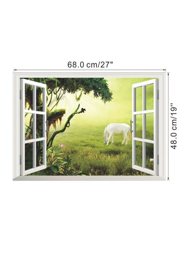 NIBEMINENT 3D Grasslands And White Horse Waterproof Wall Sticker Multicolour 68 x 48centimeter - Image 2
