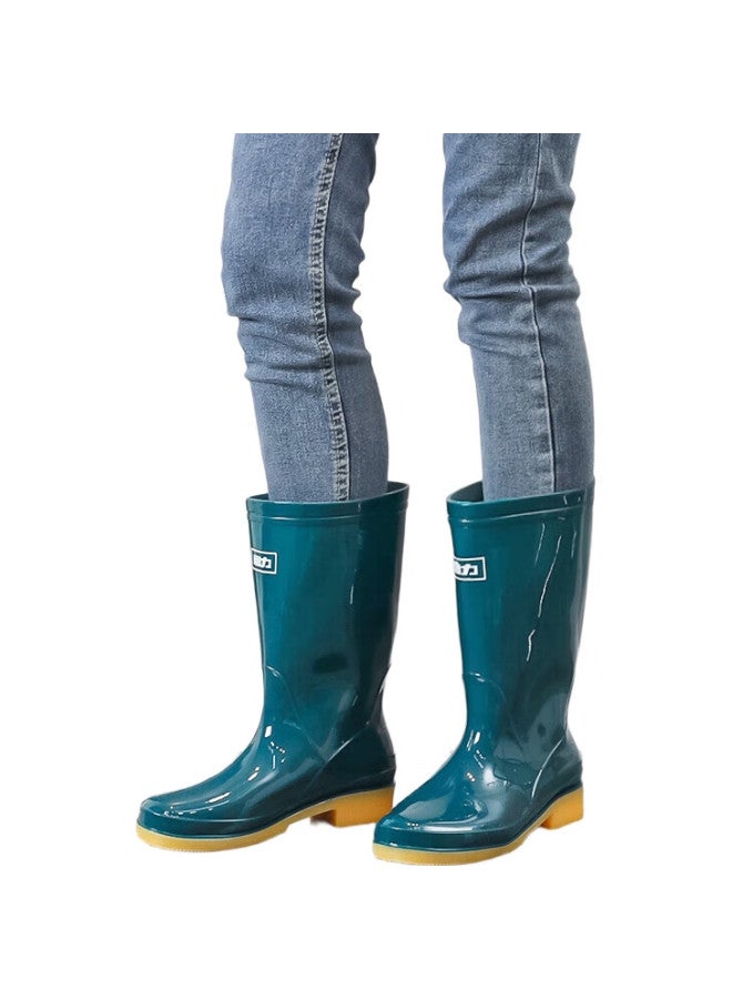 Warrior Women'S Rain Shoes Adult Rain Boots Waterproof Shoes Rubber Shoe Covers Water Boots Hxl13-B Dark Green Mid-Tube 38 - Image 1