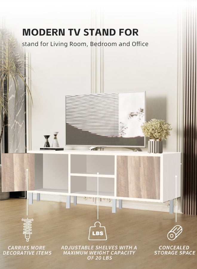 مساحة عمار خزانة تلفزيون وطاولة حامل تلفزيون وغرفة معيشة وأرفف تخزين ومركز ترفيهي وطاولة وحدة تحكم تلفزيون صناعية للوسائط الصناعية - 120 × 30 × 51 سم - Image 3