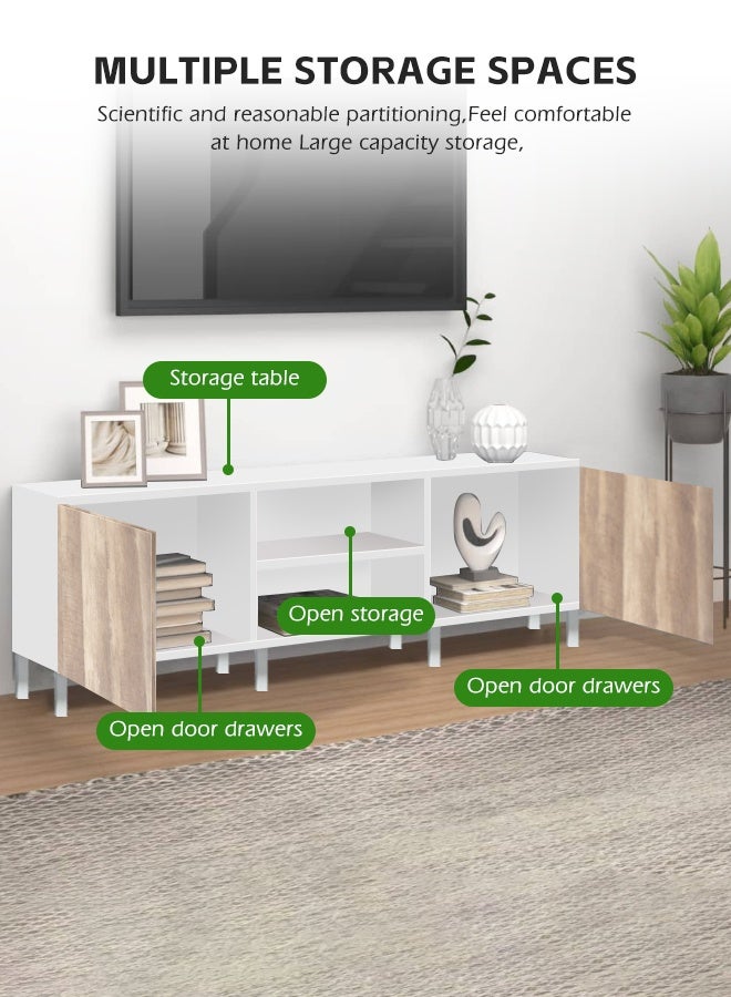 مساحة عمار خزانة تلفزيون وطاولة حامل تلفزيون وغرفة معيشة وأرفف تخزين ومركز ترفيهي وطاولة وحدة تحكم تلفزيون صناعية للوسائط الصناعية - 120 × 30 × 51 سم - Image 5