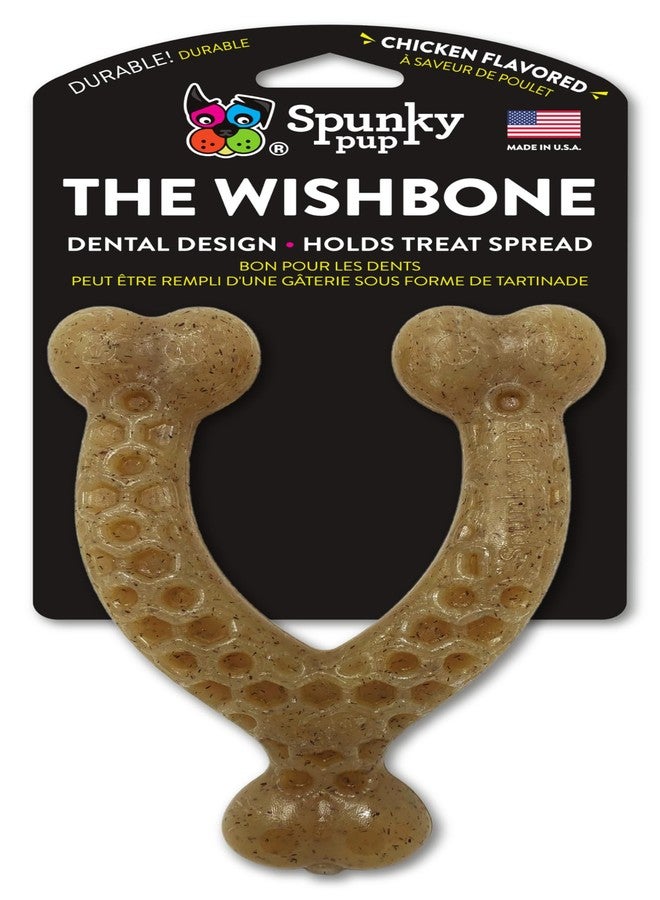 Spunky pup Wishbone Nylon Chew Toy, Chicken Flavored Nylon Dog Chew Toy, Promotes Dental Health - Wishbone, Large