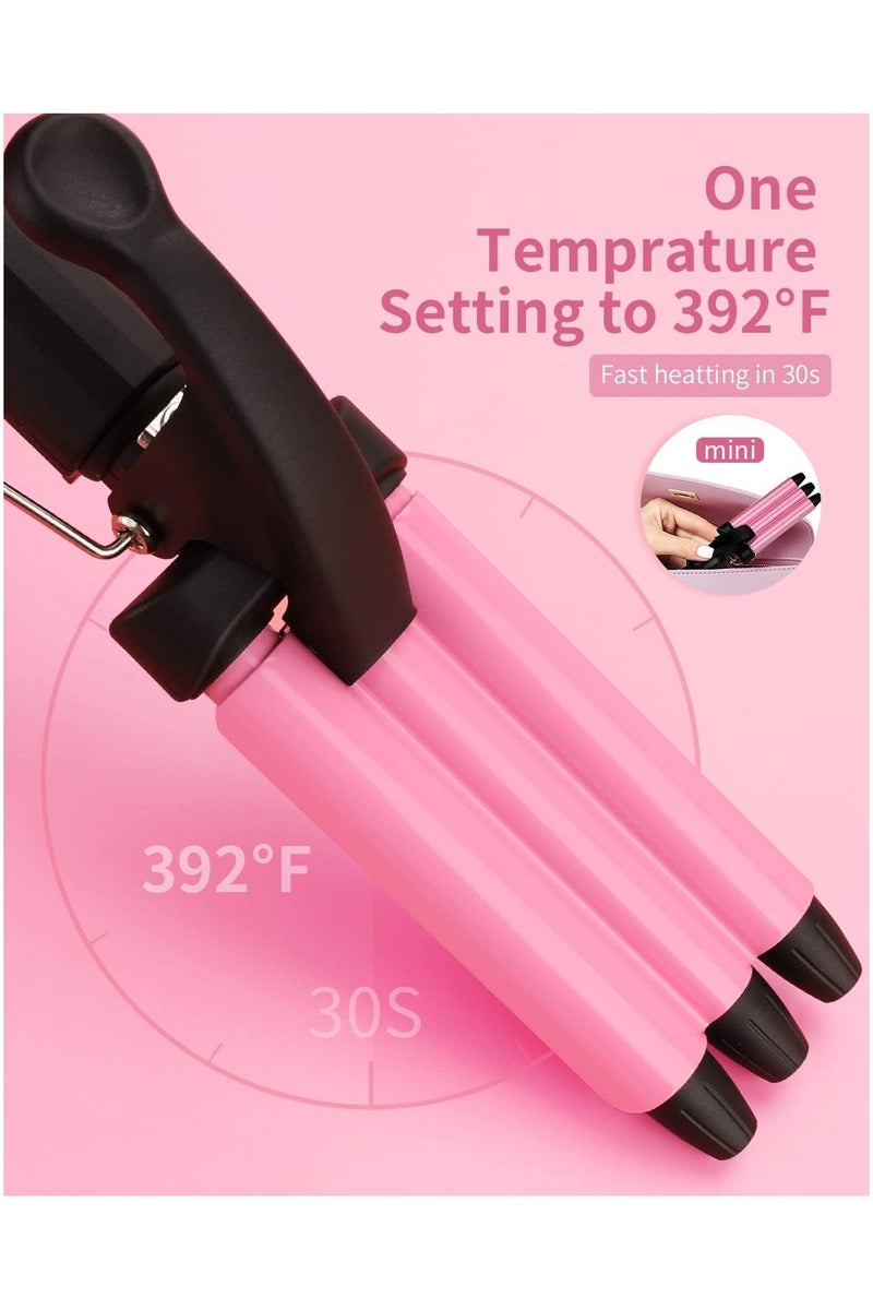 PANDA JOJO Mini Hair Crimper, 15mm Beach Waves Curling Iron, Hair Waver for Short and Medium with 3 Cer - Image 3