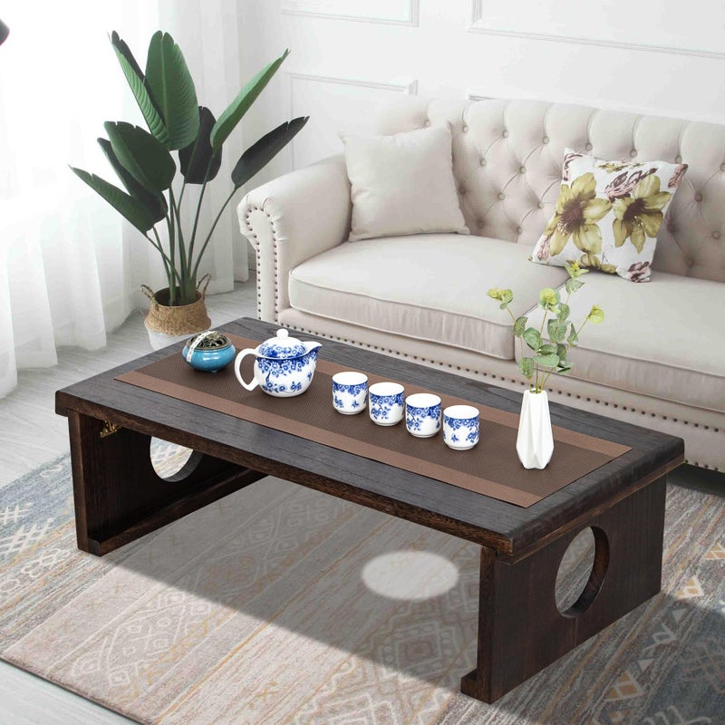 VDEHOM Foldable Japanese Coffee Tableï¼ŒFolding Japanese Floor Tableï¼ŒNatural Brown Coffee Table, Minimalist Tatami Table, Suitable for Living Room,Dining Room, Etc. (Antique Black, 39.4â€³x19.7â€³x11.8â€³) - Image 3