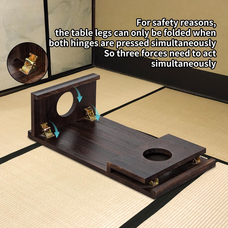 VDEHOM Foldable Japanese Coffee Tableï¼ŒFolding Japanese Floor Tableï¼ŒNatural Brown Coffee Table, Minimalist Tatami Table, Suitable for Living Room,Dining Room, Etc. (Antique Black, 39.4â€³x19.7â€³x11.8â€³) - Image 2