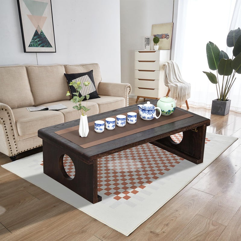 VDEHOM Foldable Japanese Coffee Tableï¼ŒFolding Japanese Floor Tableï¼ŒNatural Brown Coffee Table, Minimalist Tatami Table, Suitable for Living Room,Dining Room, Etc. (Antique Black, 39.4â€³x19.7â€³x11.8â€³) - Image 5