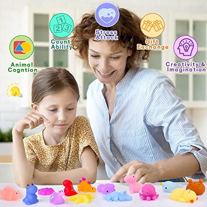 LeeHUR 100 Pcs Mochi Squishy Toys for Party Favors for Kids Goodie Bags Stuffers, Squishies Mini Stress Relief Toys Glowing in The Dark for Christmas Party Favors Classroom Prizes Birthday Gifts for Kids - Image 4