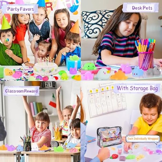 LeeHUR 100 Pcs Mochi Squishy Toys for Party Favors for Kids Goodie Bags Stuffers, Squishies Mini Stress Relief Toys Glowing in The Dark for Christmas Party Favors Classroom Prizes Birthday Gifts for Kids - Image 2