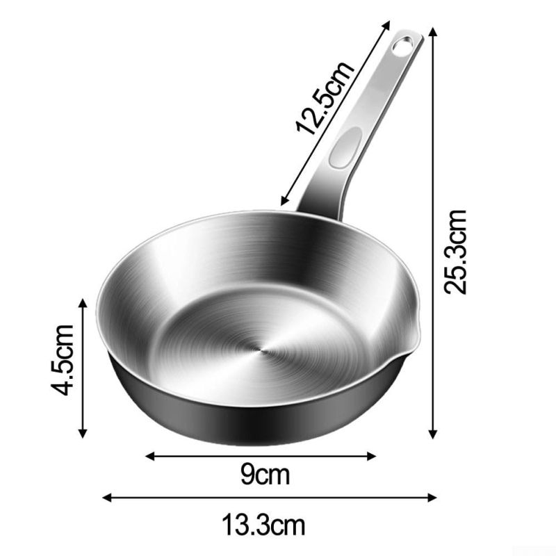 Mini Egg Pan:  Silver Stainless Steel Nonstick Small Frying Pan - Egg Skillet for Home Kitchen Camping Breakfast Cooking - Image 2