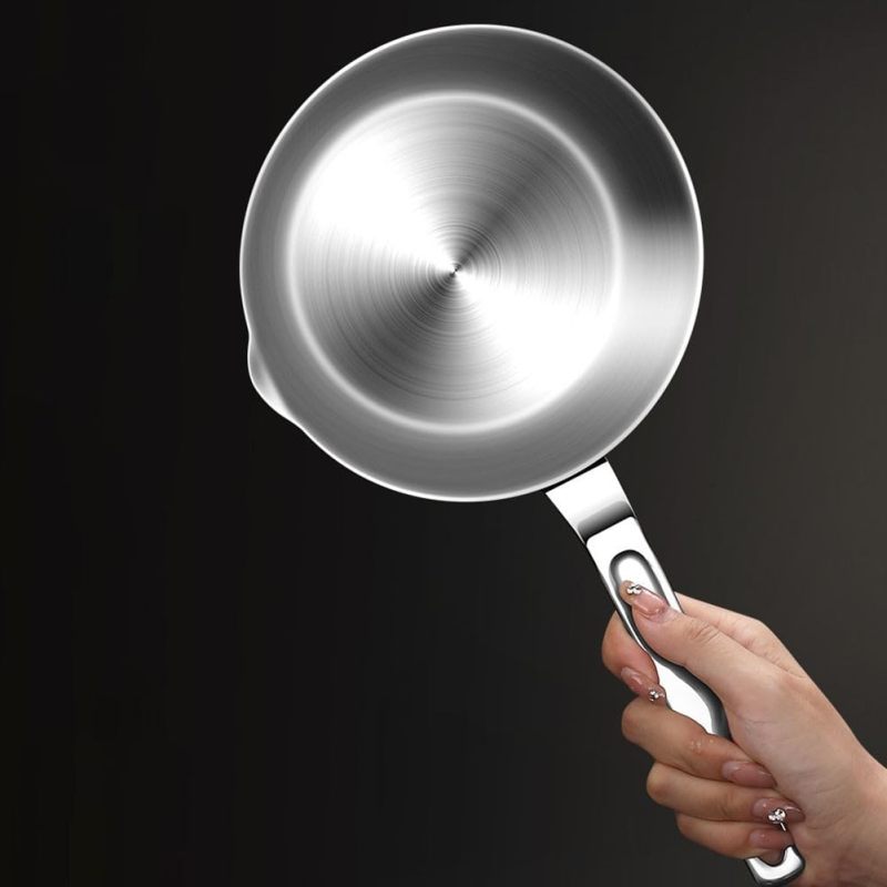 Mini Egg Pan:  Silver Stainless Steel Nonstick Small Frying Pan - Egg Skillet for Home Kitchen Camping Breakfast Cooking - Image 1