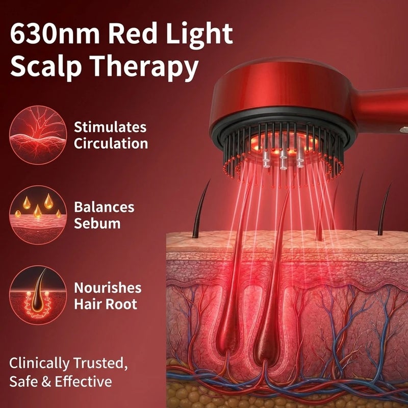 HailiCare Scalp Massage Comb with Red Light, Electric Hair Scalp Massager with 3 Modes, Rechargeable 6ml Serum Applicator Tool - Image 3