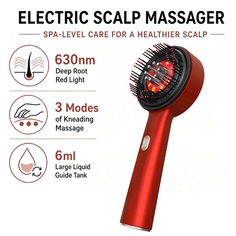 HailiCare Scalp Massage Comb with Red Light, Electric Hair Scalp Massager with 3 Modes, Rechargeable 6ml Serum Applicator Tool - Image 2
