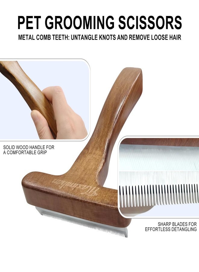 MaximiLian Medium Pet Deshedding Brush with Solid Wood Handle Deshedding Dog Brush for Shedding Undercoat Rake Pet Grooming Tool for Dogs and Cats Remove Loose Hair Mats Knots Tangles - Image 3