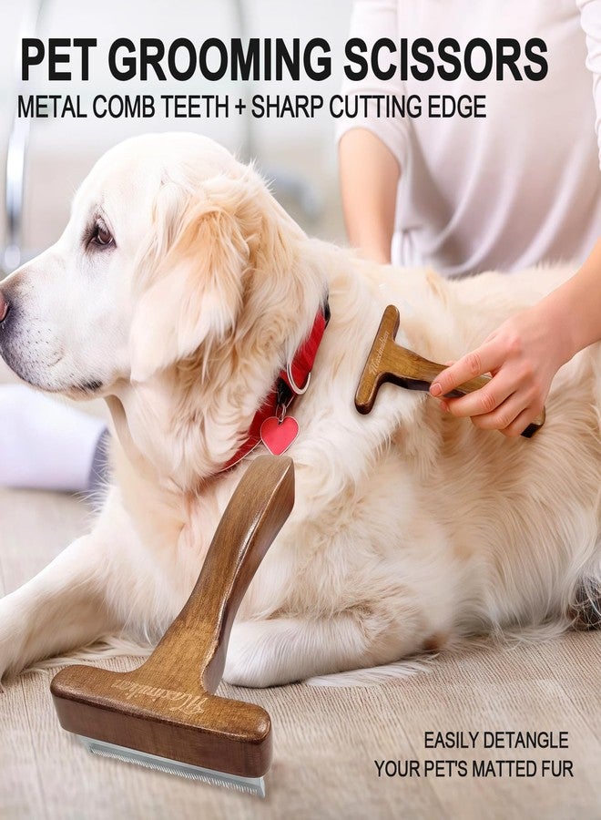 MaximiLian Medium Pet Deshedding Brush with Solid Wood Handle Deshedding Dog Brush for Shedding Undercoat Rake Pet Grooming Tool for Dogs and Cats Remove Loose Hair Mats Knots Tangles - Image 2