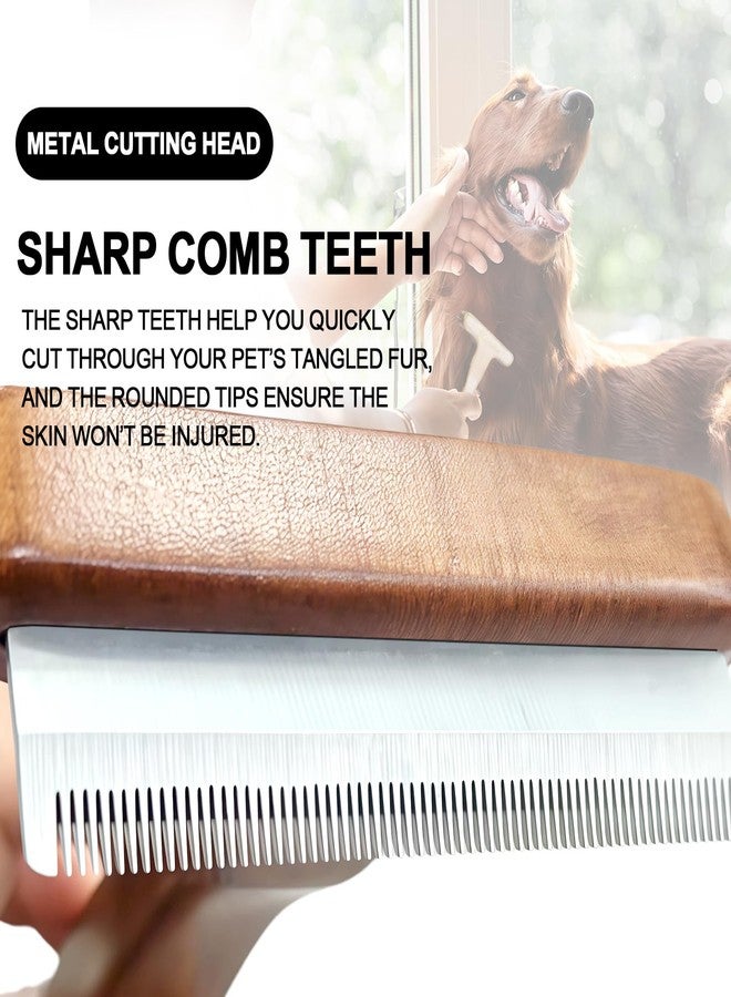 MaximiLian Medium Pet Deshedding Brush with Solid Wood Handle Deshedding Dog Brush for Shedding Undercoat Rake Pet Grooming Tool for Dogs and Cats Remove Loose Hair Mats Knots Tangles - Image 4